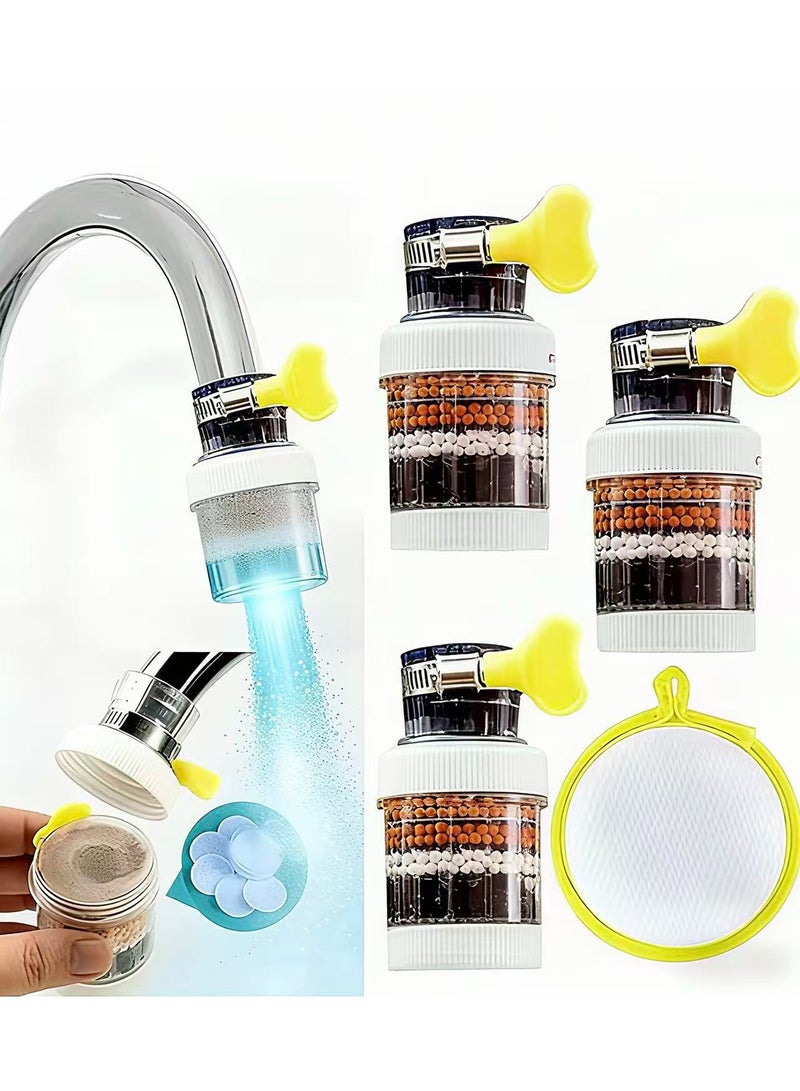 HPMY 4 Packs Faucet Filter, Universal 360° Rotating Sink Strainer Faucet Filter, Faucet Water Filter, Activated Carbon Filtration Technology, Can Effectively Remove Chlorine, Fluoride, Heavy Metals and Hard Water, Very Suitable for Use in Home Kitchens and Bathrooms - Image 1